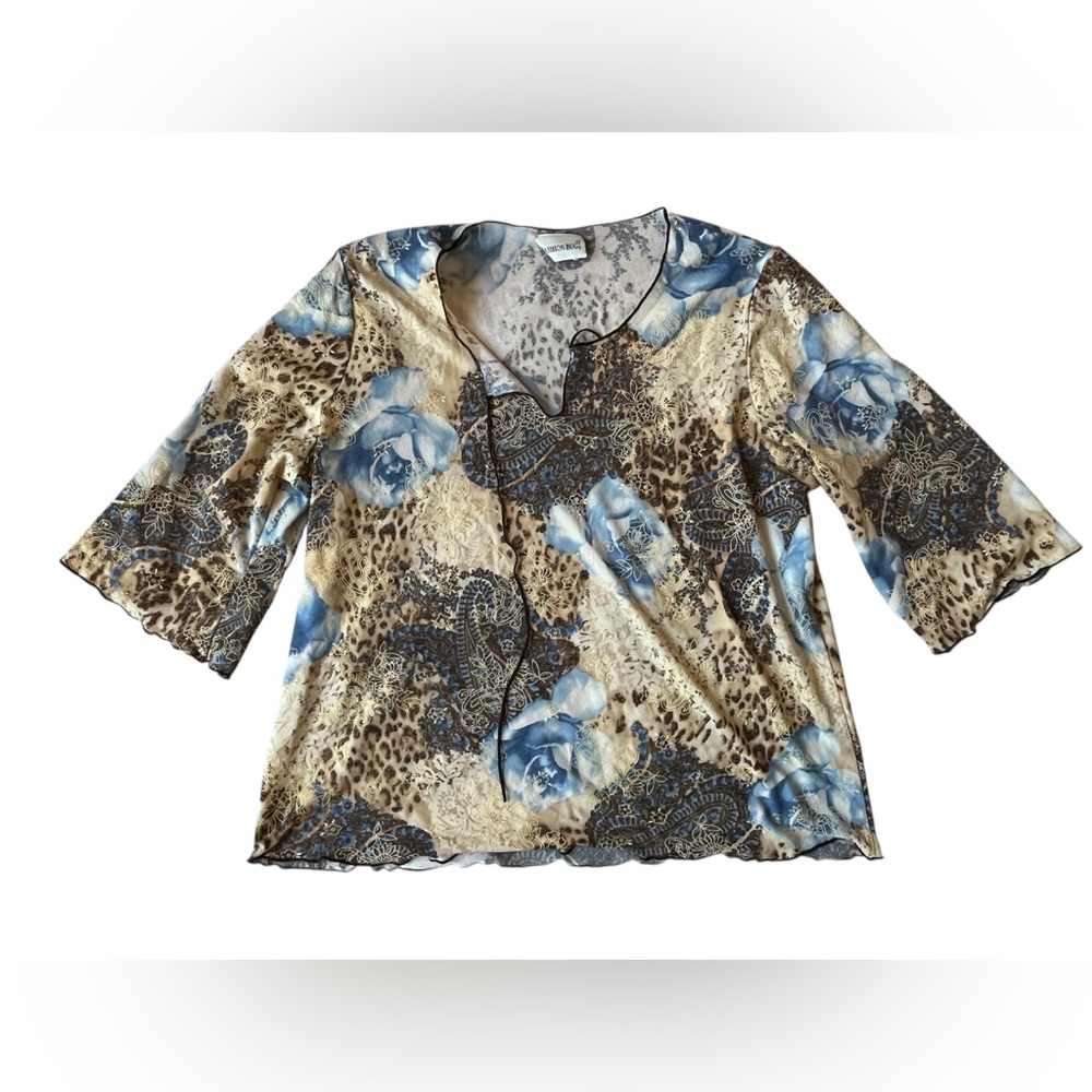 VINTAGE Y2K FASHION BUG PAISLEY SPARKLY BLOUSE 18 / 20